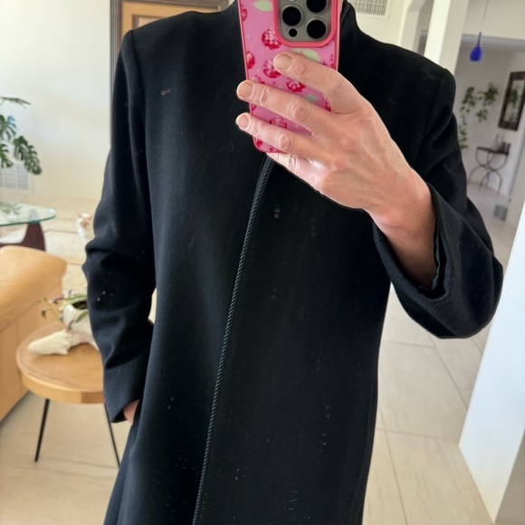 Fleurette Loro Piana Black City Classic Wool Coat / Trench Size 10P - Picture 14 of 14